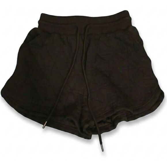 entro Pants - Entro womens small sweat shorts hi waist black quilted drawstring